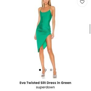 Super down green asymmetrical dress